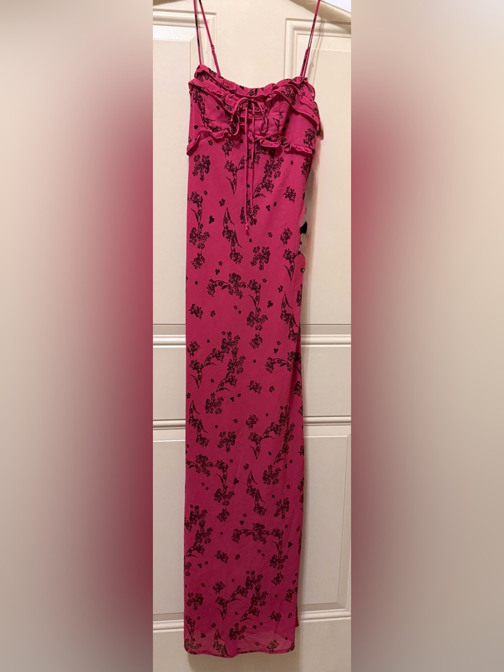 Wild Fable Spaghetti Strap Maxi Dress Recycled Polyester Red with Black SZ XXS